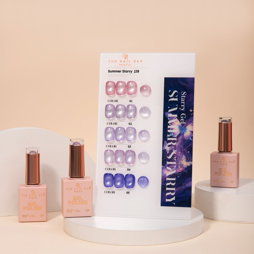 J28 gel polish set – IMG_9613 – product and colour swatch chart