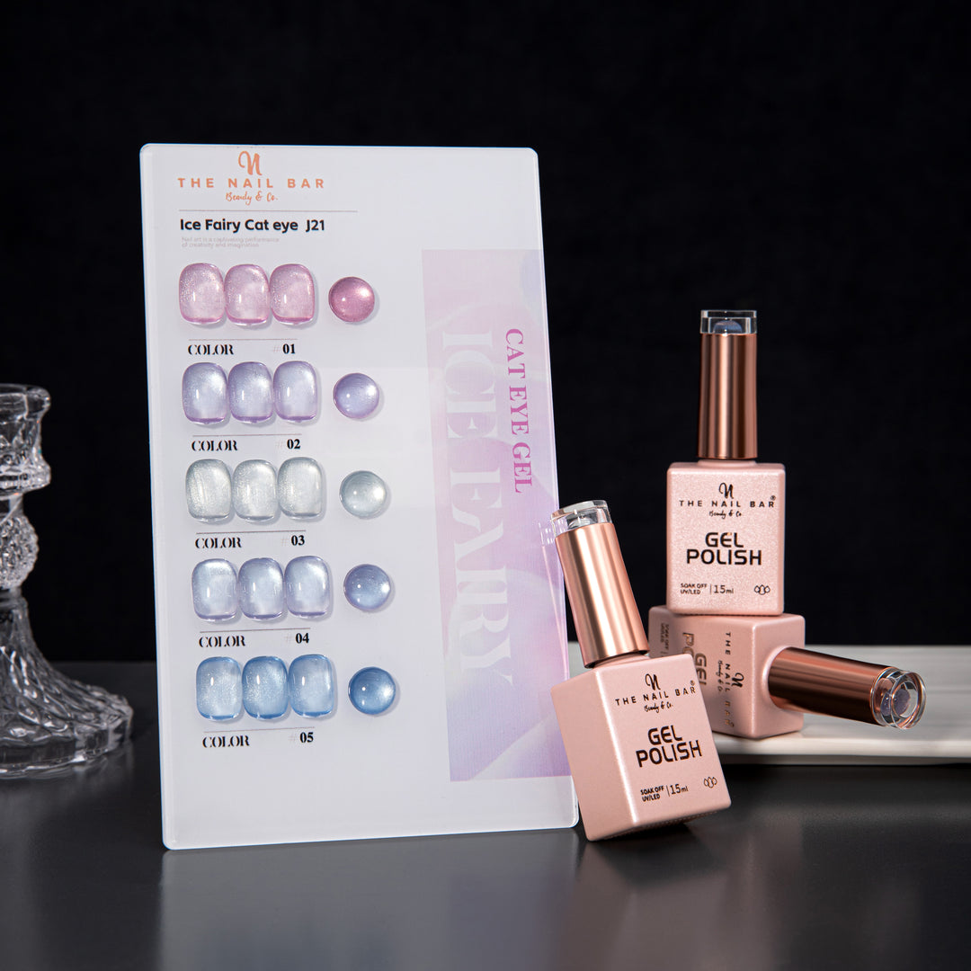 J21 gel polish set – IMG_9587 – product and colour swatch chart
