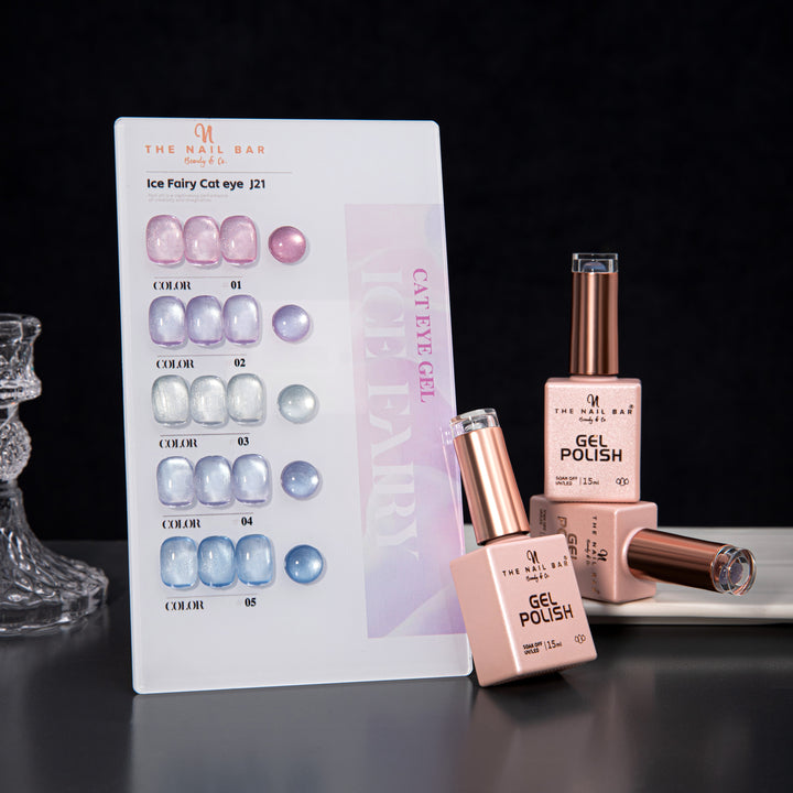 J21 gel polish set – IMG_9587 – product and colour swatch chart