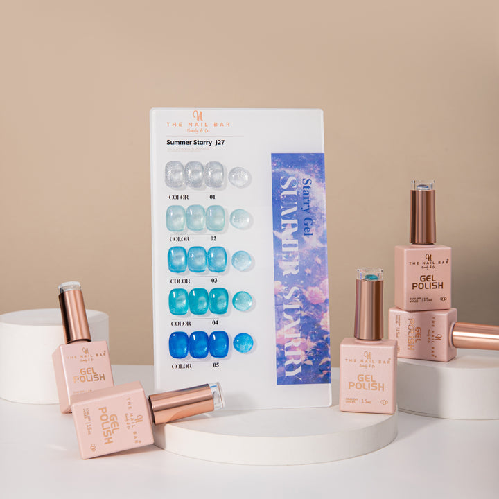 J27 gel polish set – IMG_9616 – product and colour swatch chart