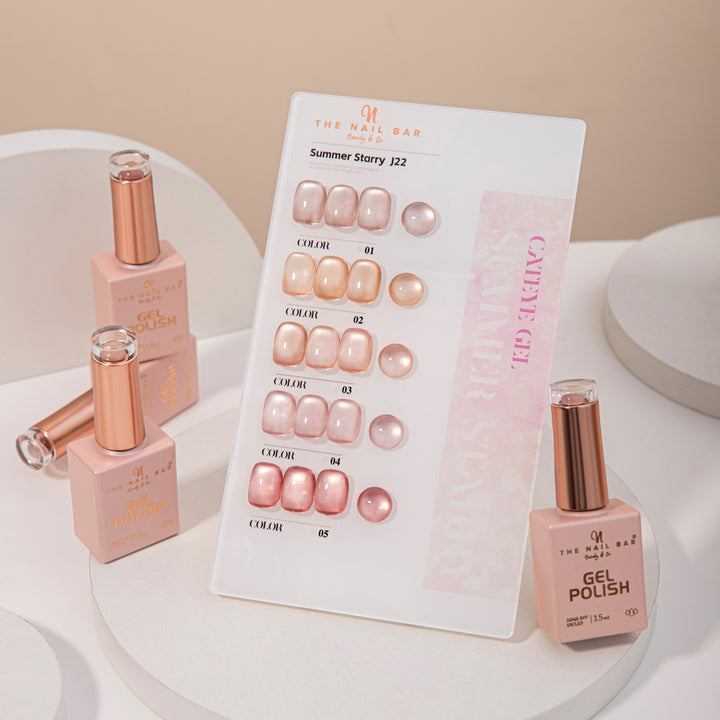J22 gel polish set – IMG_9583 – product and colour swatch chart
