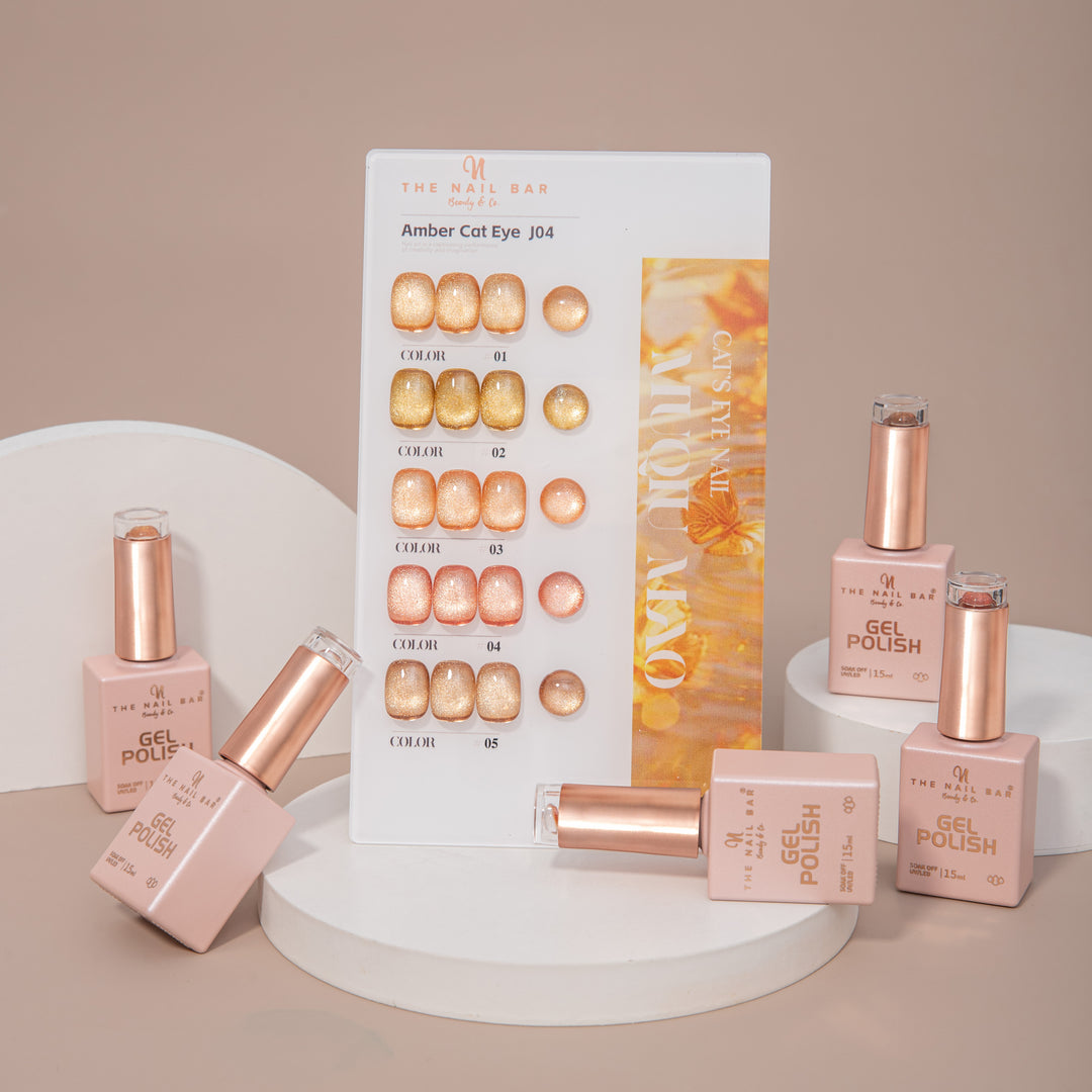 J04 gel polish set – 2 – product and colour swatch chart