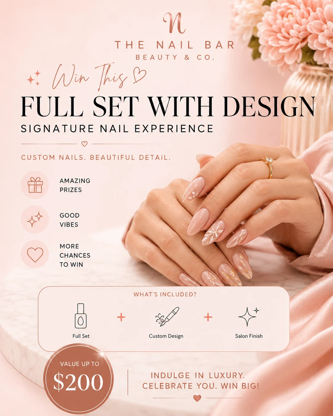 Full set of nails with custom design